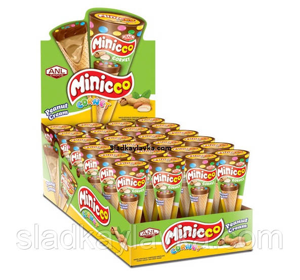 Шоколадний ріжок Minicco арахіс 15 г 24 шт (ANL)