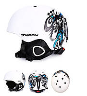 Стильный горнолыжный шлем Moon для катания на лыжах и сноуборде Белый с рисунком №2, S