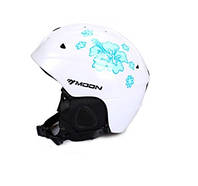 Стильный горнолыжный шлем Moon для катания на лыжах и сноуборде Белый с голубыми цветами, L