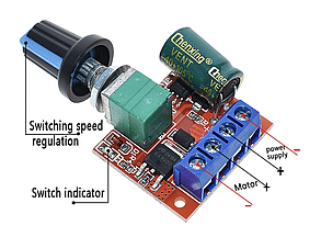 Димер регулятор швидкості PWM DC 5-35В 0-5А, фото 2