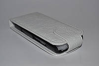 Чохол-книжка для телефона Nokia C2-03 білий рептилія з пластиковим кріпленням.