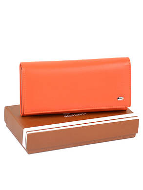 Яскравий стильний гаманець оранжевий на кнопці штучна шкіра Sergio Torretti 18,5*9* 3,5 (W501 orange), фото 2