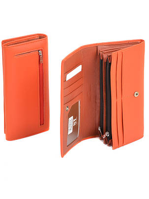 Яскравий стильний гаманець оранжевий на кнопці штучна шкіра Sergio Torretti 18,5*9* 3,5 (W501 orange), фото 2