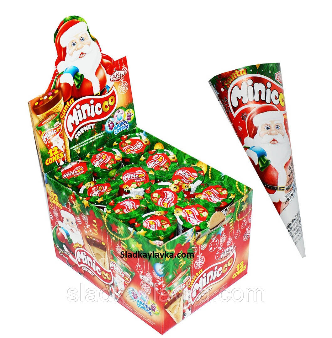 Шоколадный рожок Minicco Санта 25 г 12 шт (ANL): продажа, цена в Днепре ...