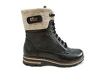 Женские зимние кожаные ботинки на низком каблуке удобные утепленные черные 36 размер Topas 3134 2021