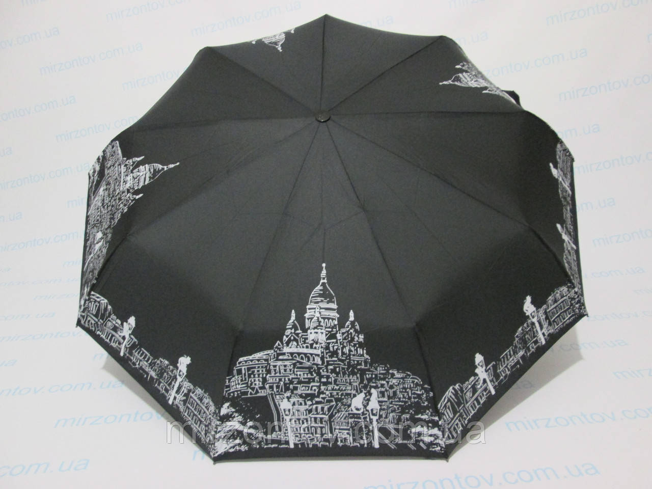 Жіноча парасолька напівавтомат однотонна з принтом на куполі "Romit Umbrella", фото 1
