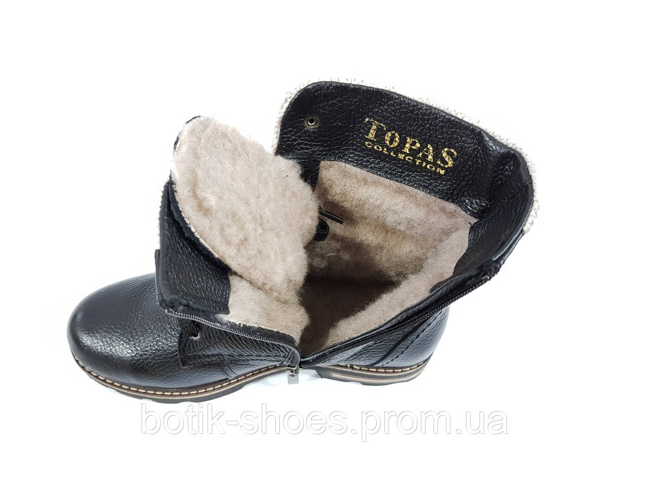 Женские зимние кожаные ботинки на низком ходу с мехом красивые теплые качественные черные 36р Topas 3134 2021 - фото 6 - id-p408066927