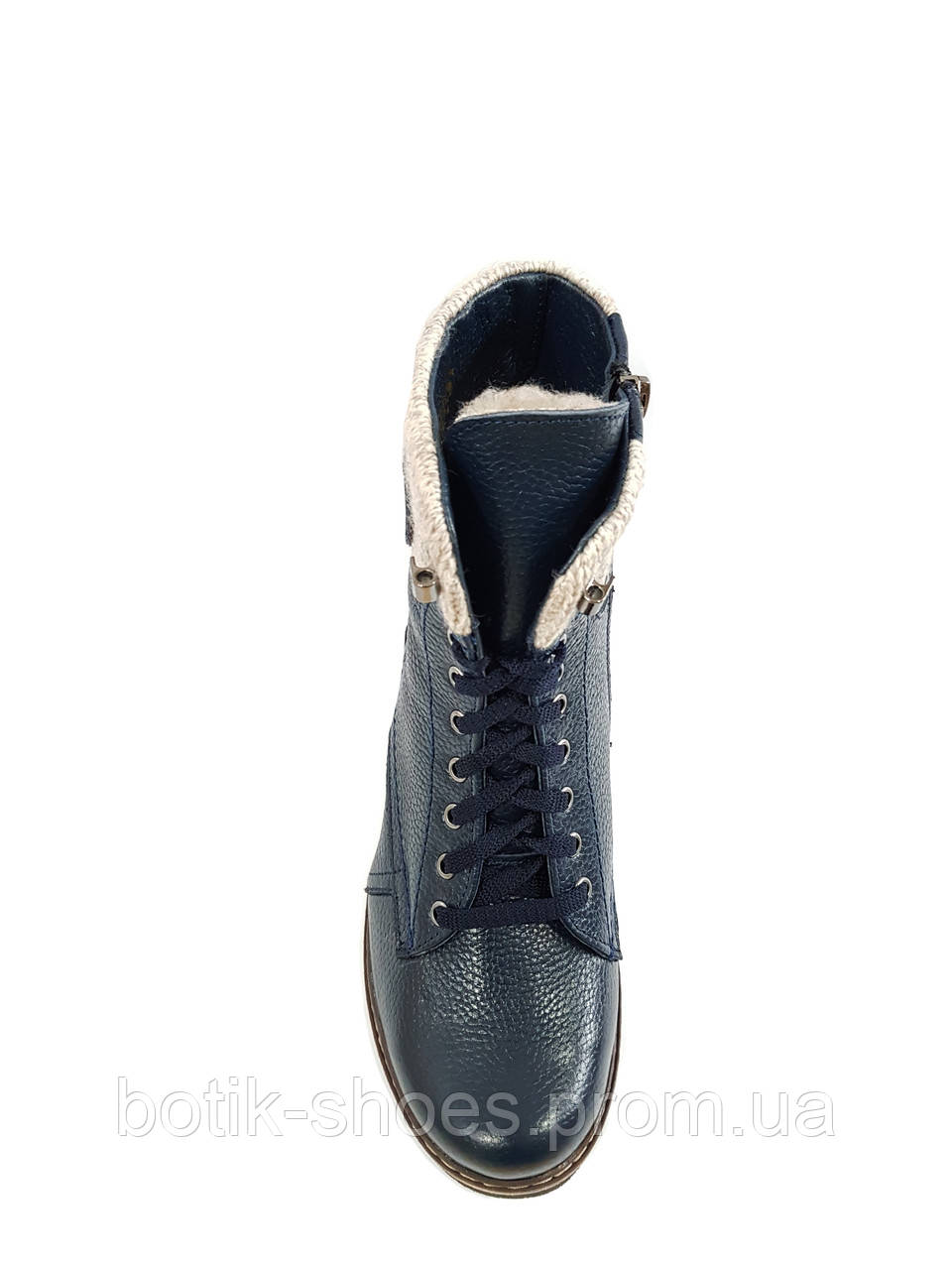 Женские кожаные зимние ботинки на меху низком каблуке повседневные удобные синие 36 размер Topas 3134 2023 - фото 6 - id-p425681121