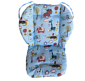 Матрац в коляску. Колір блакитний зі звірятами. (80009)