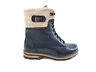 Жіночі зимові шкіряні черевики на низькому ходу повсякденні комфорт теплі м'які модні стильні елегантні 36 розмір Topas 3134 сині