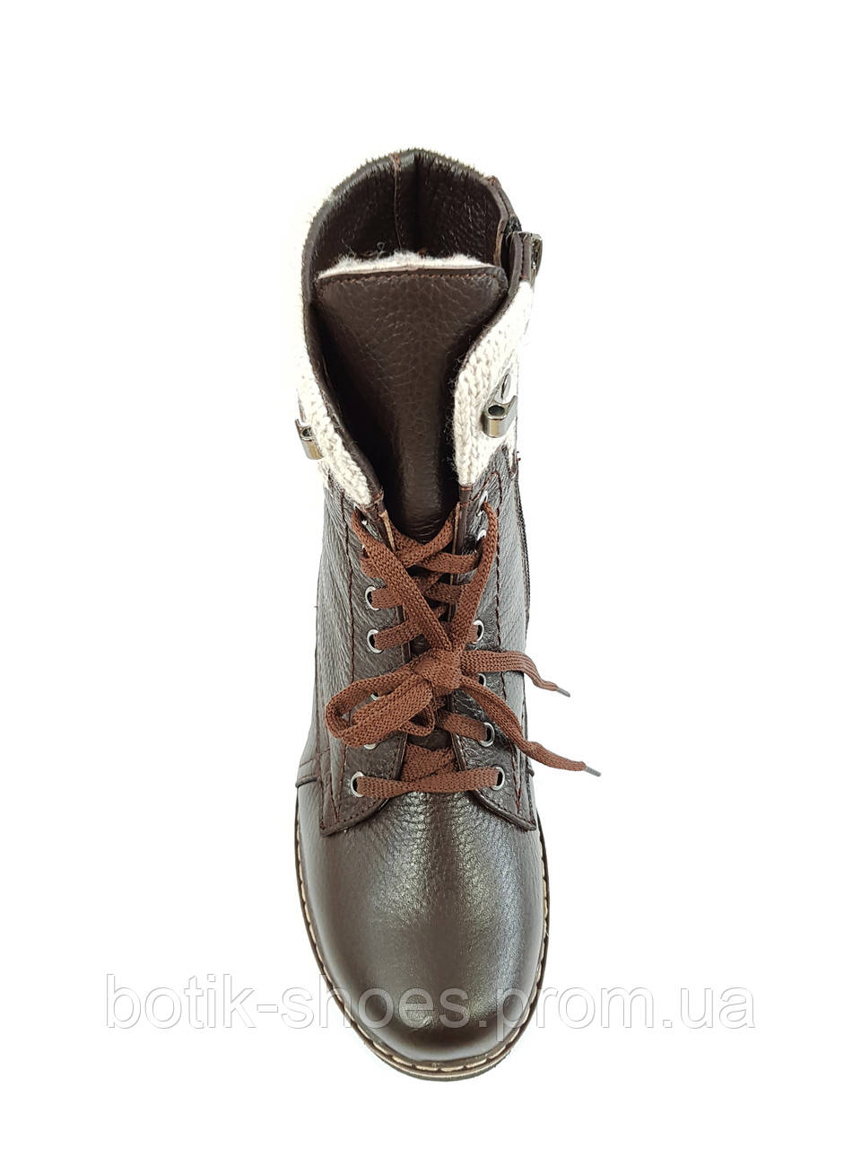 Стильные женские зимние ботинки кожаные на низком каблуке комфорт качественные 36 размер Topas 3134 коричневые - фото 5 - id-p420026328