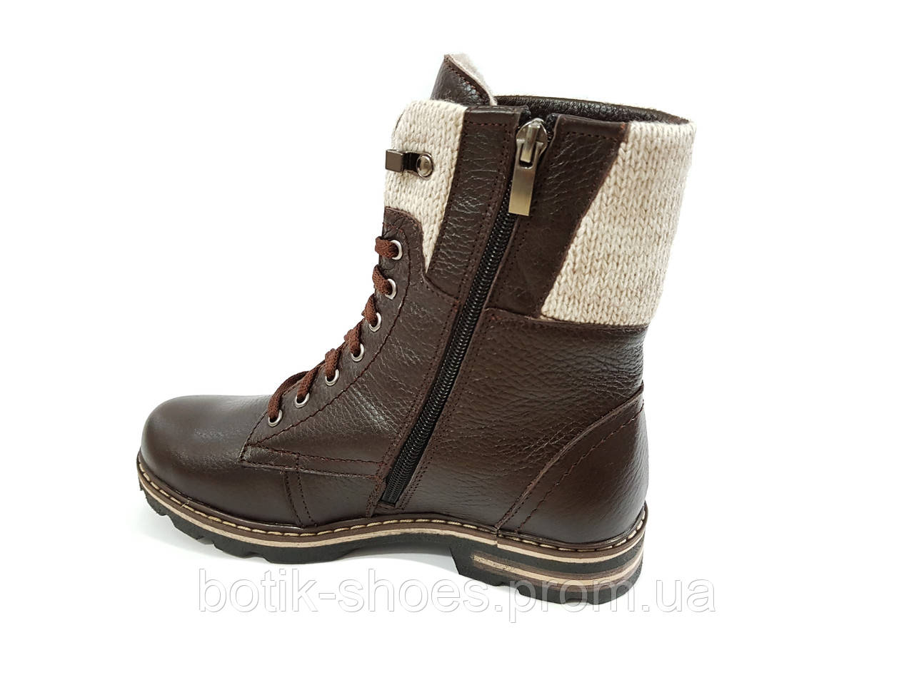 Стильні жіночі зимові черевики шкіряні на низькому підборі ходу комфорт якісні теплі зручні легкі 36 розмір Topas 3134 коричневі - фото 4 - id-p420026328
