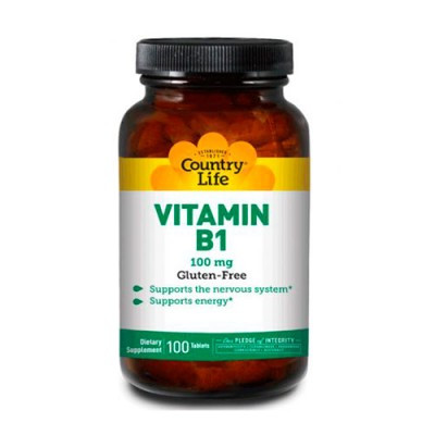 Вітаміни Vitamin B1 100mg (100 таб.) Country Life, фото 1
