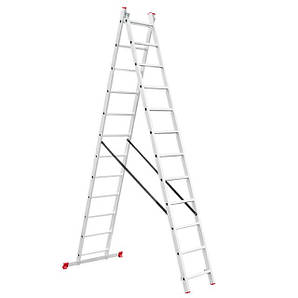 Драбина алюмінієва 2-х секційна універсальна розкладна INTERTOOL LT-0212, 2x12 ступ. 5,93 м