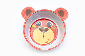 Тарілка з меламіну «Canpol Babies 4/520» антиподскальзывающая з вушками 490 мл Червоний ведмедик
