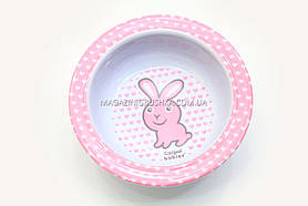 Canpol. Тарілка з меламіну на присоску (4/519b) Рожевий зайчик