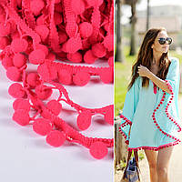 Тасьма з помпонами 10мм малинова (52314.010)