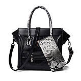 Жіноча сумочка та гаманець екокожа набір 2 в 1, коричневий, опт, фото 4