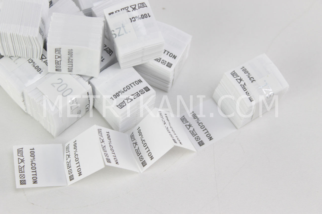 Внутрішня бирка 100% котон 20*20 мм (60 градусів) No Б-100, фото 1