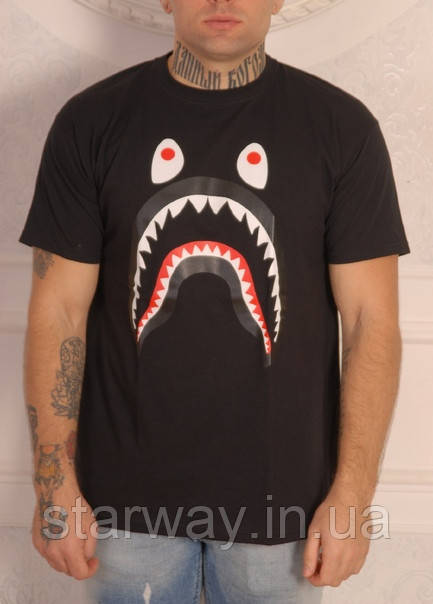 Чорна футболка a bathing ape bape shark