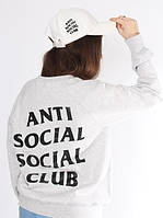 Cірий cвітшот з принтом assc | кофта anti social social club