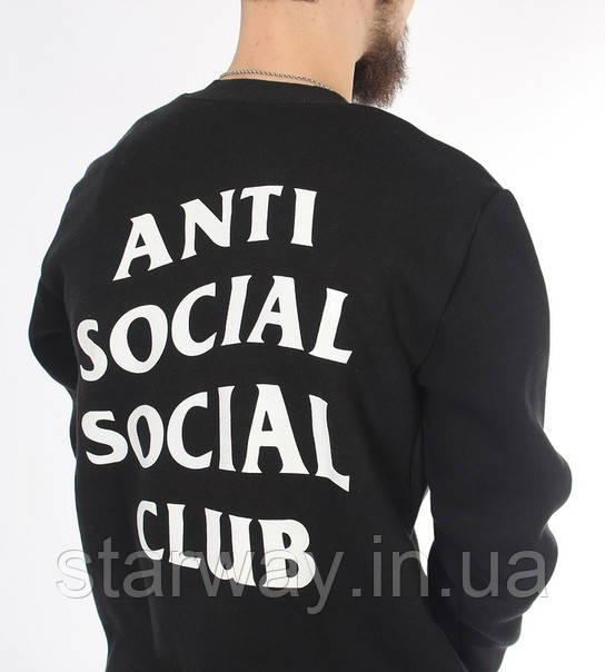 Чорний світшот з принтом assc | кофта anti social social club games