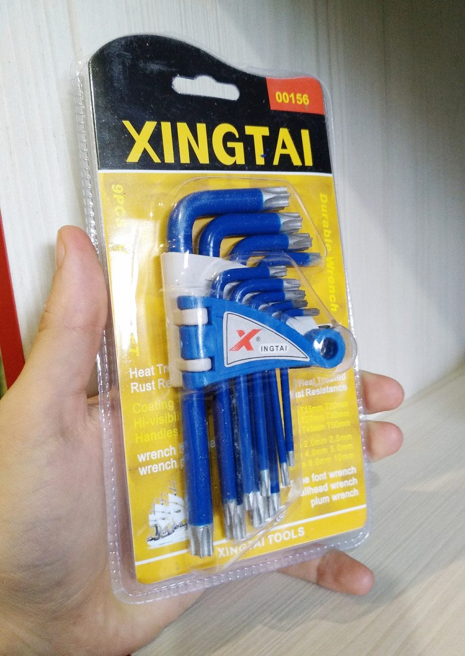 Набір шестигранних ключів Torx 9 шт. Xintai 00156 двосторонні, міцна сталь