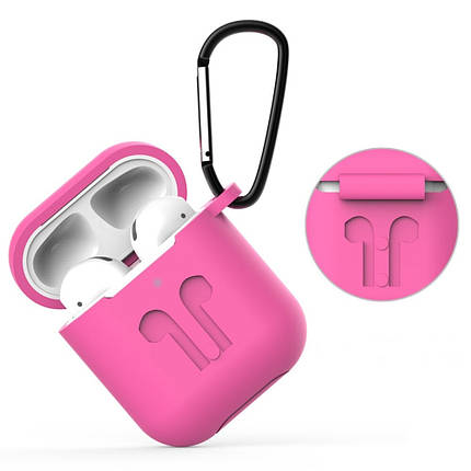 Чохол кейс для навушників Apple AirPods 2 і 1+ карабін Alitek Rose Pink (88711), фото 2
