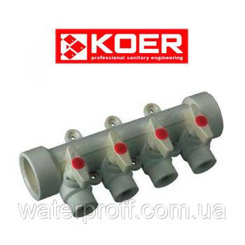 Колектор із кулею.черями 40х20 на 4 вих Czech Product, фото 1