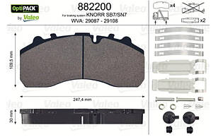 Колодки гальмівні 247,4x109,5x30 ( для вантажівок з супортами Knorr SB/SN ) ( VALEO ) 882200