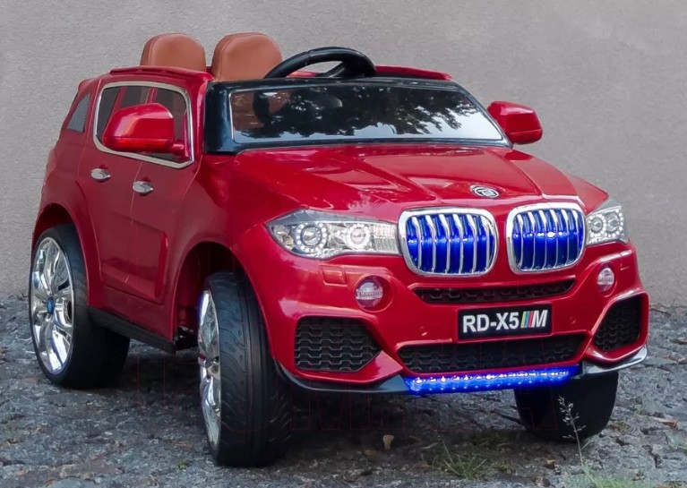 Дитячий електромобіль Джип M 2762 EBLRS-3, BMW X5 (mp4-монітор), колеса EVA, шкіряне сидіння, червоний лак