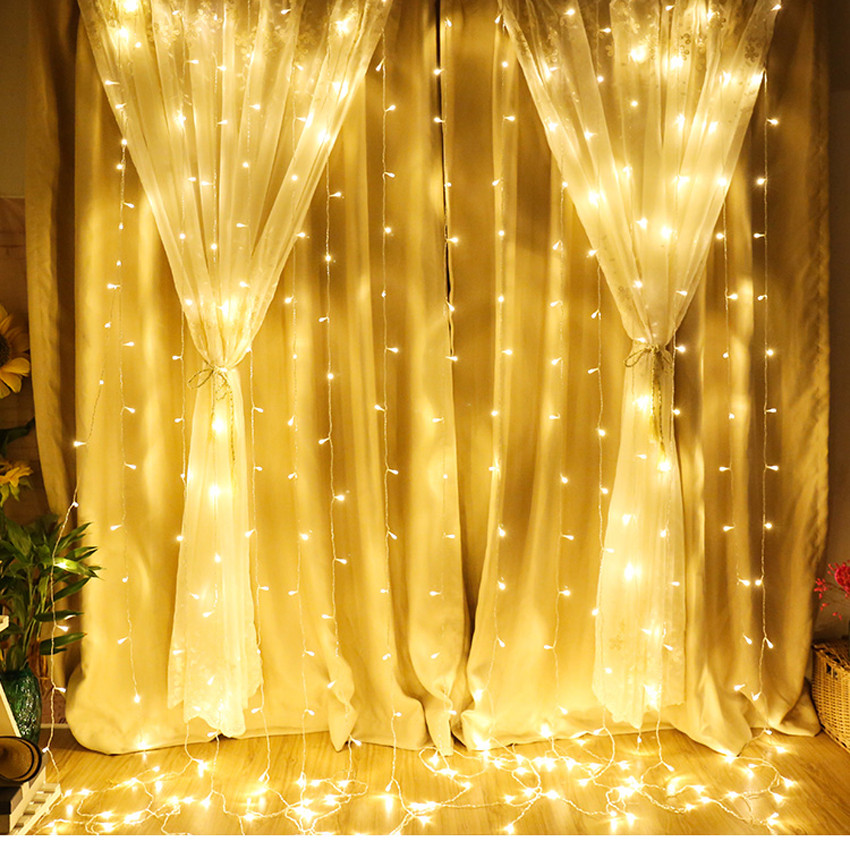 Светодиодная гирлянда штора на окно LED 156 лампочек с коннектором: размер 200х200см (3 цвета в ассортименте) - фото 3 - id-p848022187