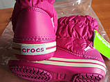 Чоботи зимові для дівчинки сноубутси непромокальні дутики/Crocs Winter Puff Boot (14614), Рожеві 37, фото 7