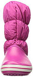 Чоботи зимові для дівчинки сноубутси непромокальні дутики/Crocs Winter Puff Boot (14614), Рожеві 37, фото 4
