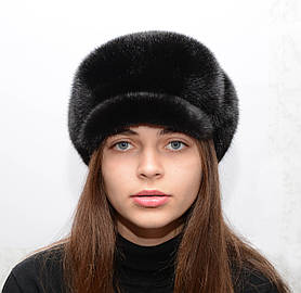 Жіноча хутряна норкова кепка із цільного хутра