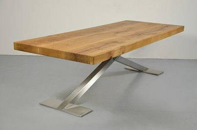 Стіл обідній «Full», дерев'яний стіл на металевому подстолье, стіл для будинку, стіл на кухню