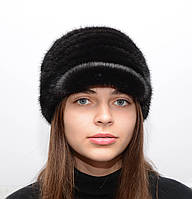Норкова шапка жіноча на плетеній основі "Жокейка"
