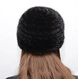 Норкова шапка жіноча на плетеній основі "Жокейка", фото 3