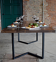 Стіл обідній «Silk», дерев'яний стіл на металевому подстолье, стіл для будинку, стіл для кухні