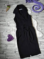 Сукня чорна із запахом і з поясом жіноча Zara Basic Розмір 40-42 (XXS-XS)