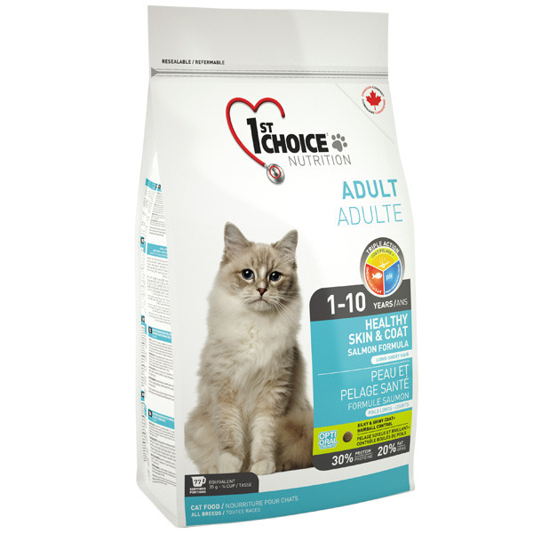 Сухий корм 1st Choice Healthy Skin&Coat Adult для котів для здорової шкіри і блискучої шерсті з лососем, 10 кг