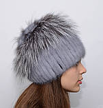 Жіноча норкова шапка на плетеній основі "Зірочка", фото 2