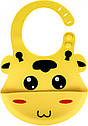 Слинявчик силіконовий 0142 c кишенькою Жовтий, фото 2