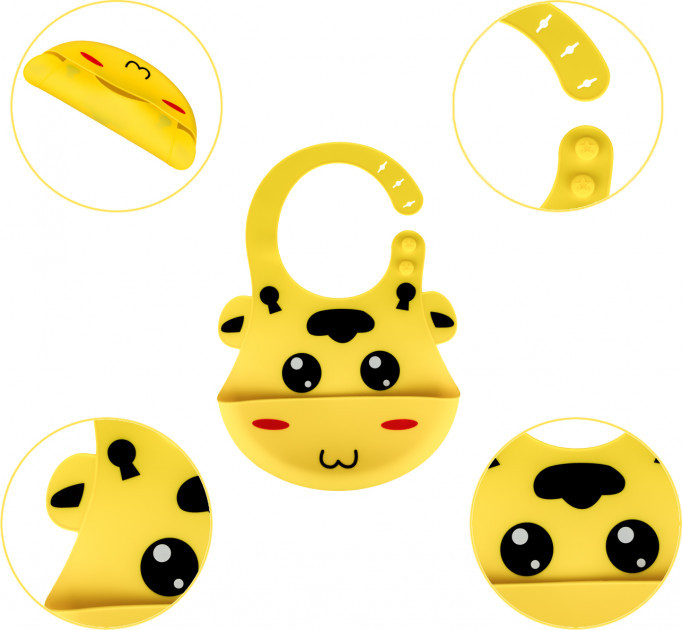 Слинявчик силіконовий 0142 c кишенькою Жовтий, фото 1