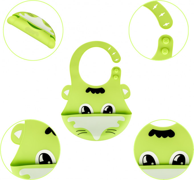 Слинявчик силіконовий 0142 c кишенькою Зелений, фото 1
