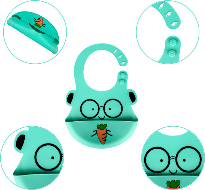 Слинявчик силіконовий 0142 c кишенькою М'ятний, фото 1