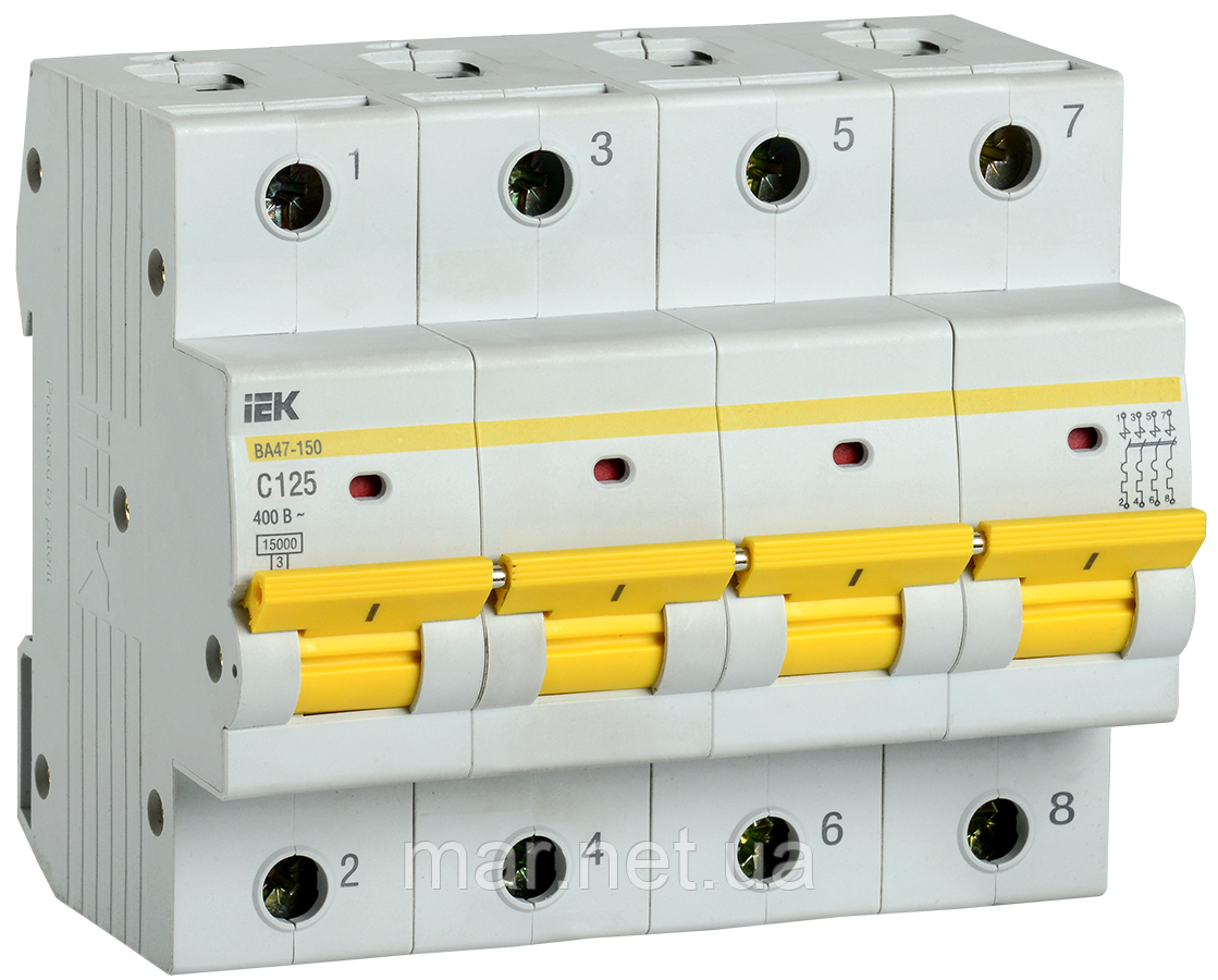 Вимикач автоматичний ВА47-150 4Р 125А 15кА C IEK