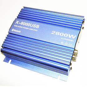 Підсилювач звуку RIAS X-8000 USB USB/FM/MP3 Bluetooth 4х канальний 2800W Blue (4_82800625090)