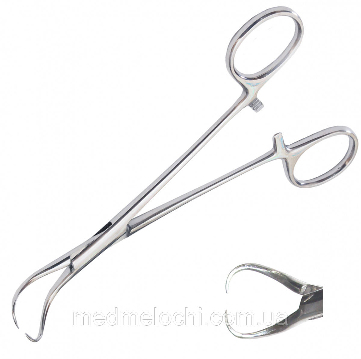 Затискач для операційної білизни, по Backhaus, з кремальєрою SURGIWELOMED. Довжина 11 см