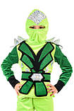 Дитячий карнавальний костюм Ніндзяго хлопчик зелений на зріст 115-125 см, фото 2